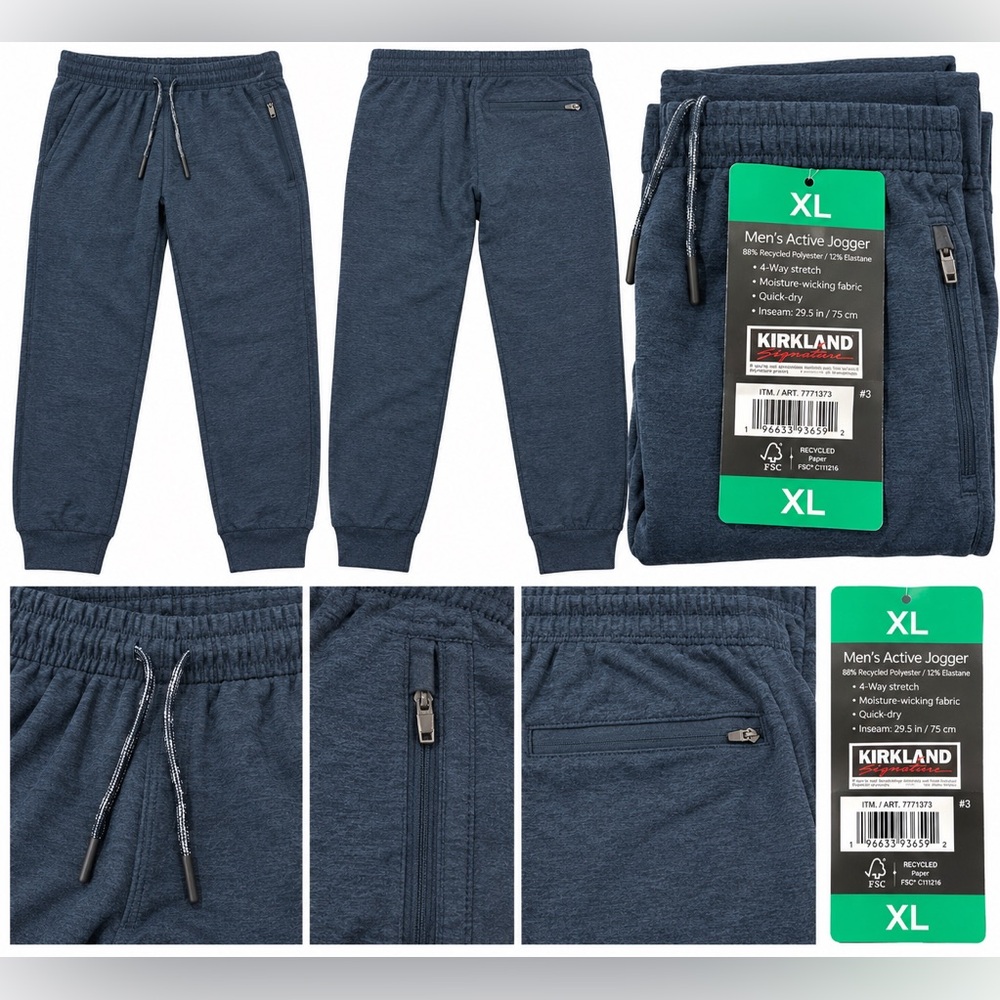Kirkland Signature Dark Navy Men’s Active Jogger Sweatpants XL